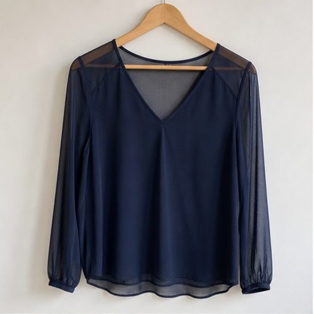 Navy Button Blouse